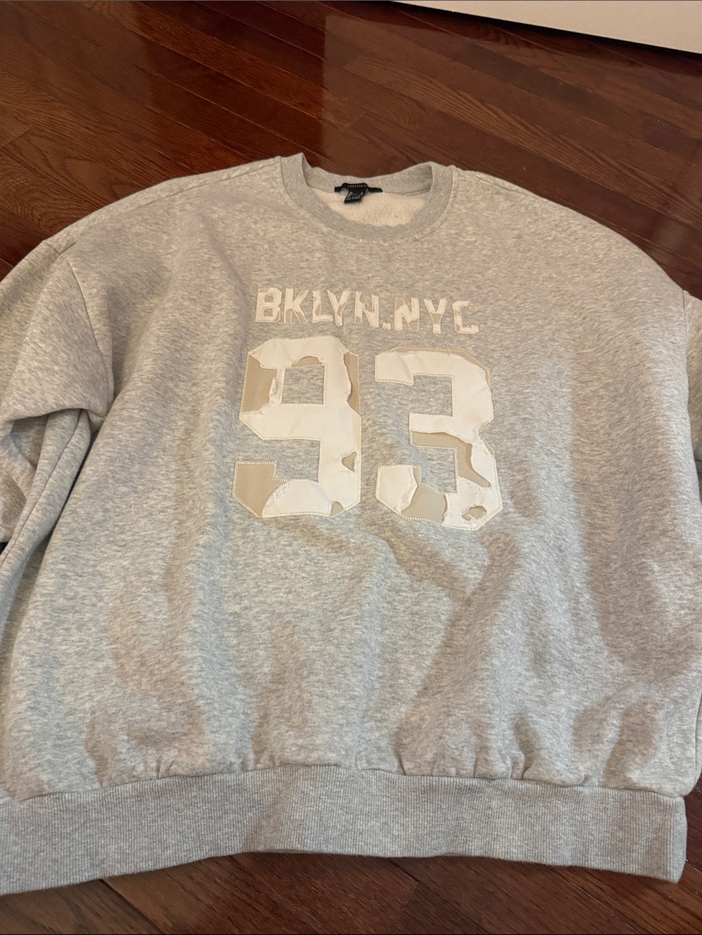 Forever 21 Grey Crewneck Sweatshirt with BKLYN.NYC 93 Graphic